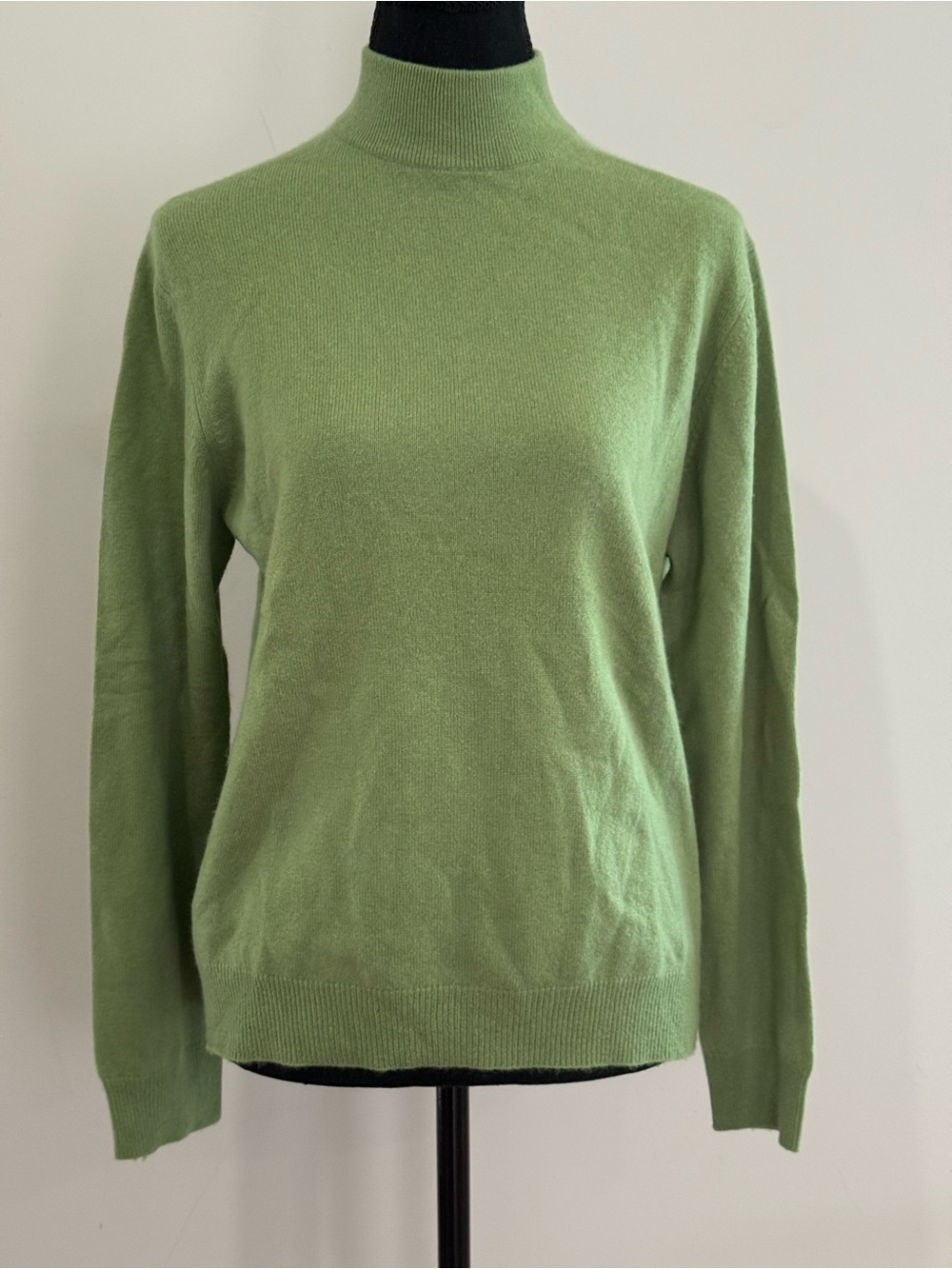 Charter Club L Cashmere Classic Lightweight Green Mock Neck Sweater 622